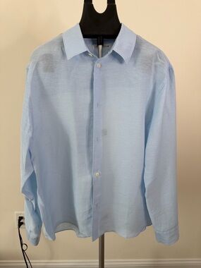 Zara Light Blue Linen Men's Casual Shirt